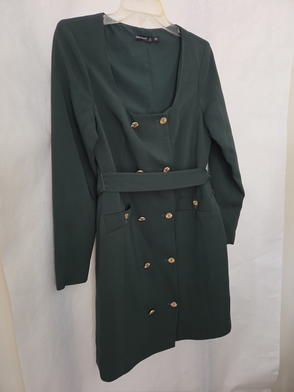Karen Millen Emerald Green Long Sleeve Belted Dress